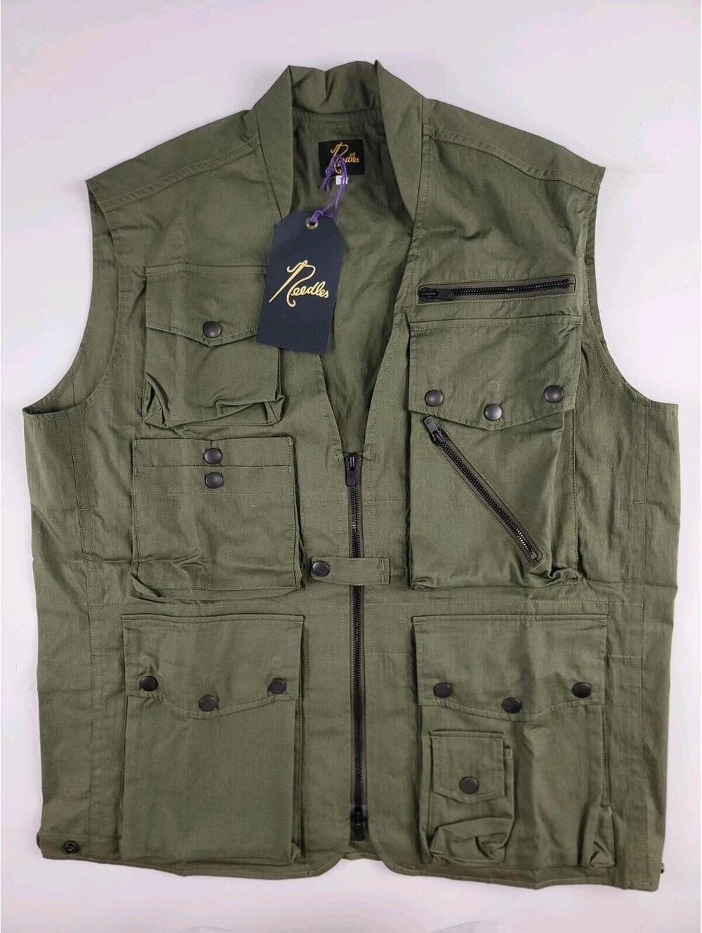 NWT Needles Field Vest Sz Small S - Full Zip Olive, Oxford Cloth RARE